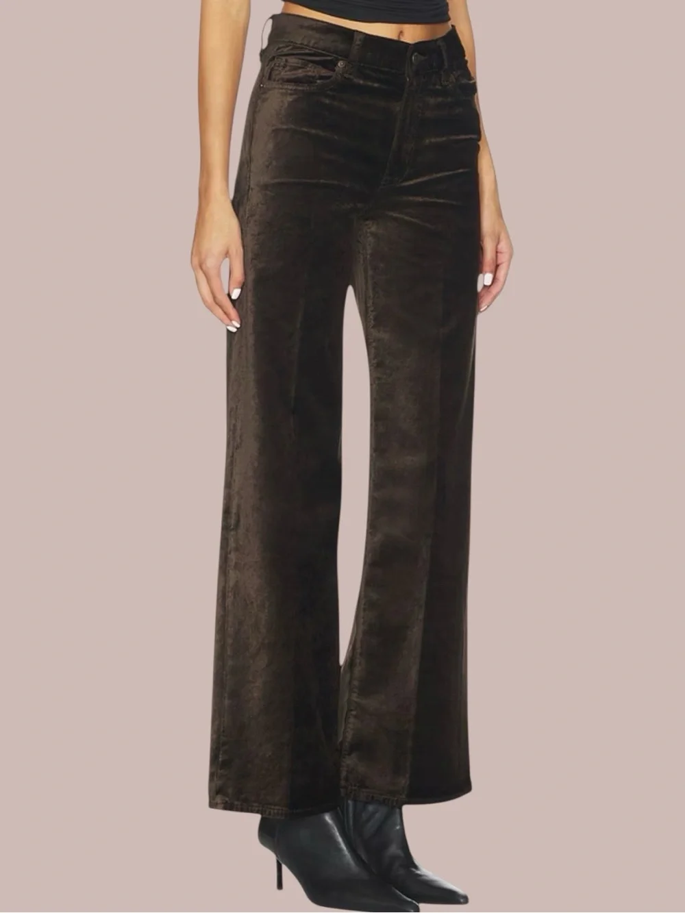Frame Le Slim Palazzo Pant in Dark Clove Velvet Size 28 - Picture 6 of 14